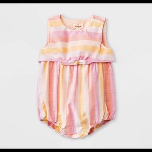Baby girl striped romper.